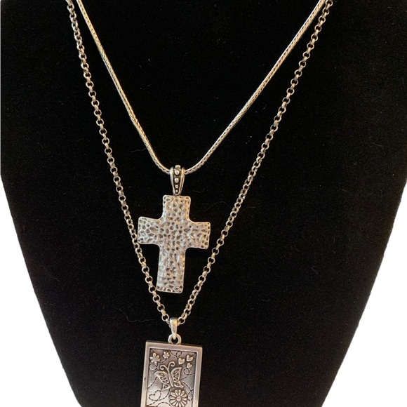 NWT Two Halle Joy Hope Inspirational Necklaces: Rugged Cross & Flowering… - Picture 2 of 9